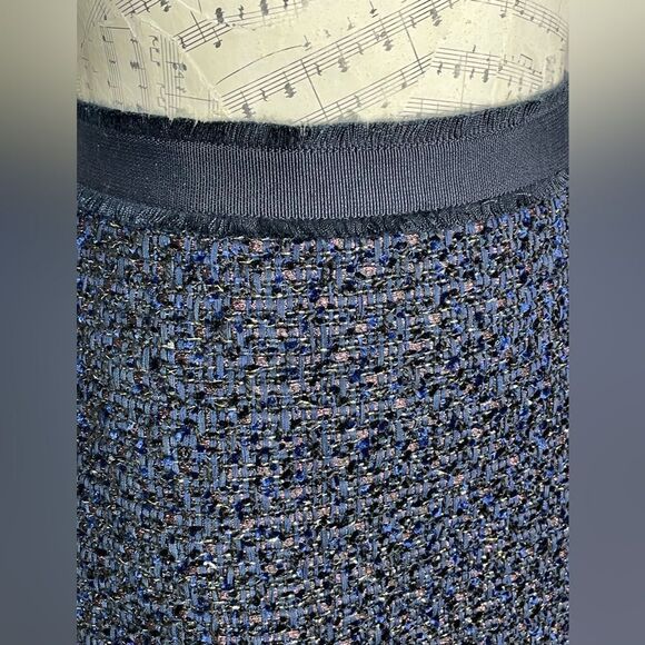 Ann Taylor Grosgrain Ribbon Waist Tweed Metallic Skirt 4 - Picture 3 of 7